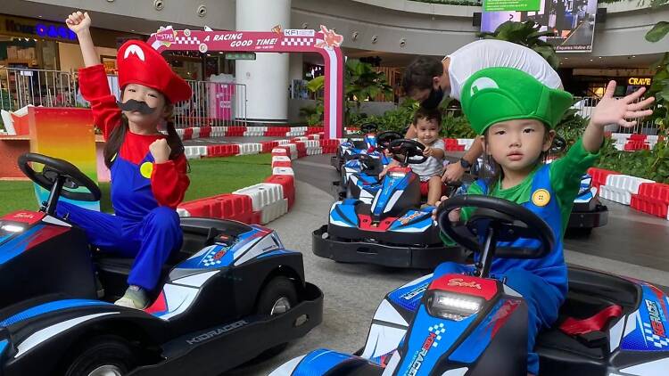 Speed down themed race tracks at KF1 Kiddy Circuit