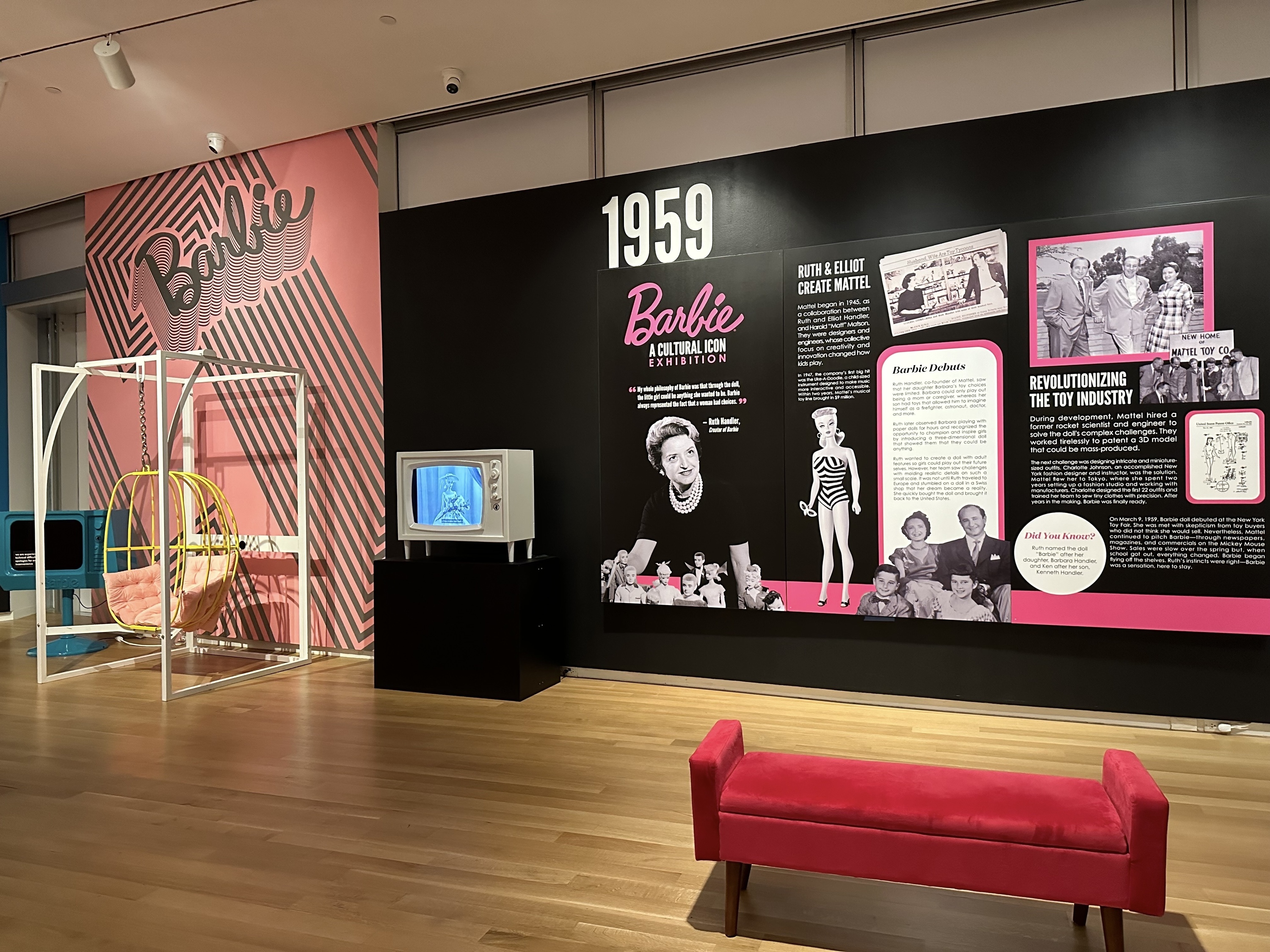 A Barbie exhibit at a museum.