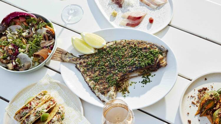 A bunch of dishes at North Bondi fish