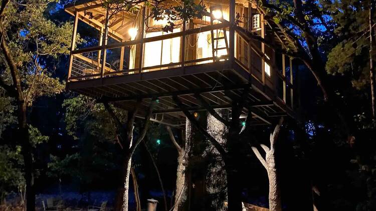 The romantic Moon Honey treehouse in Lindale