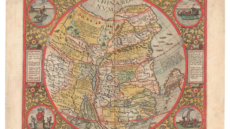 China Regnum rare circular map by Cornelius De Jode