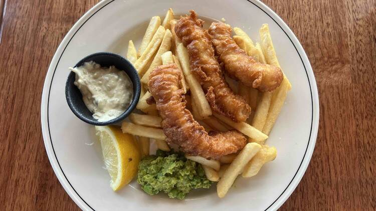 Fish and chips at Felons Manly