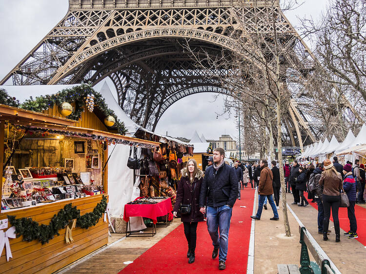 Christmas market at the foot of the Eiffel Tower, Paris