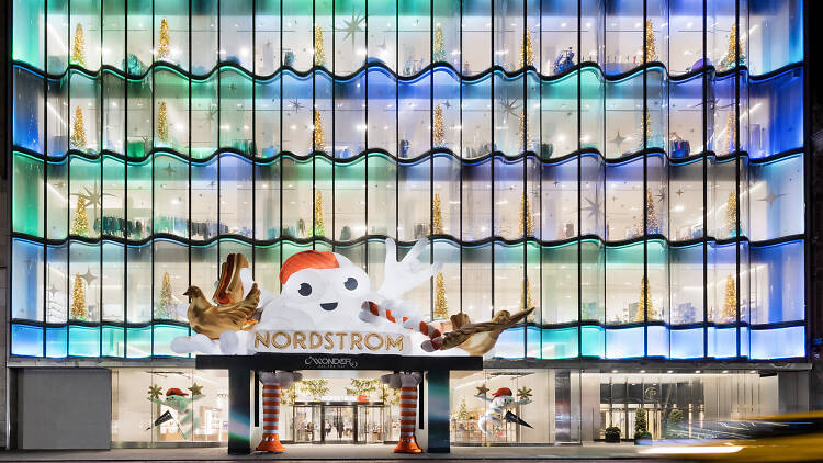 Nordstrom’s holiday decor on the facade