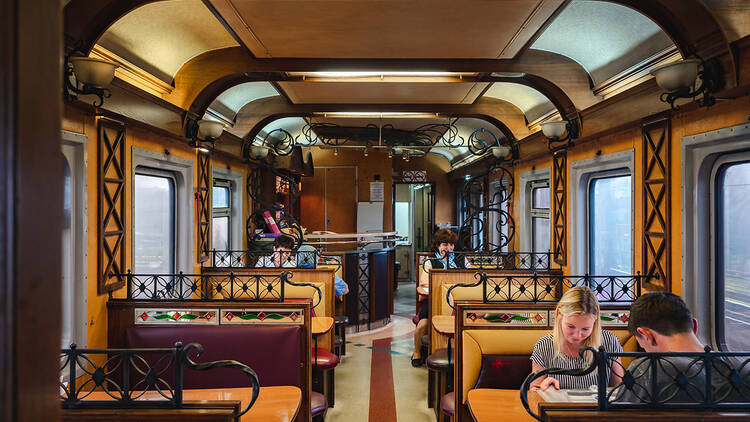 Passengers on board the Trans-Siberian Express