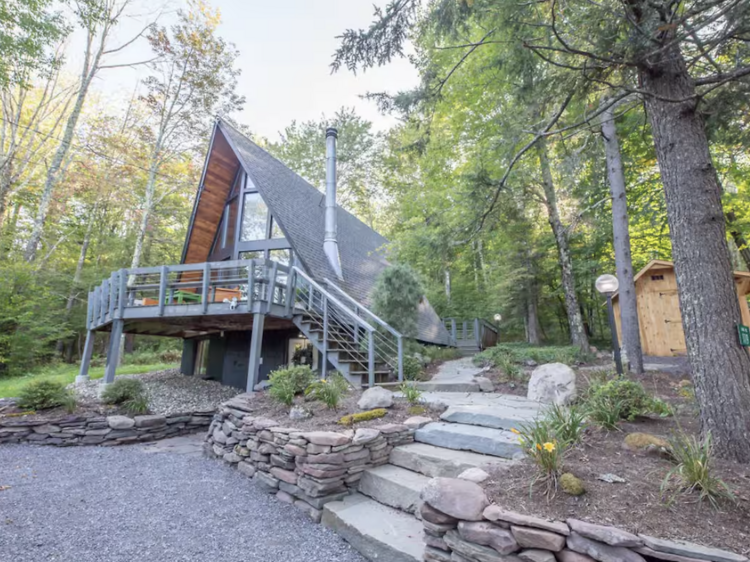 The A-frame chalet in Lanesville, NY