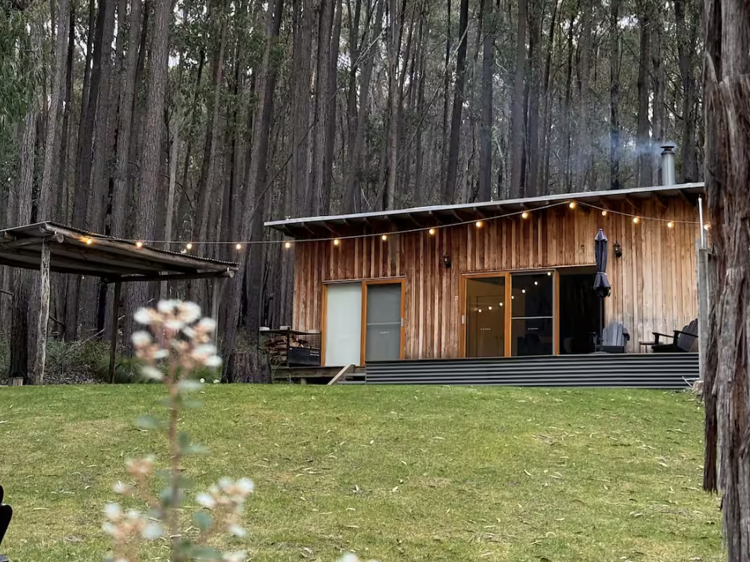 The log cabin at Anderson's Eco Retreat