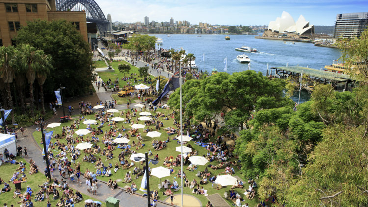 Crowds enjoying Circular Quay, Australia Day 2013.