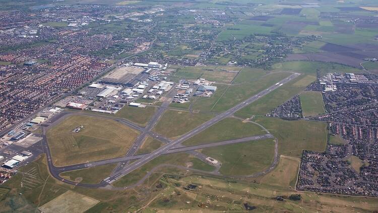 Aerial view of Blackpool Airport