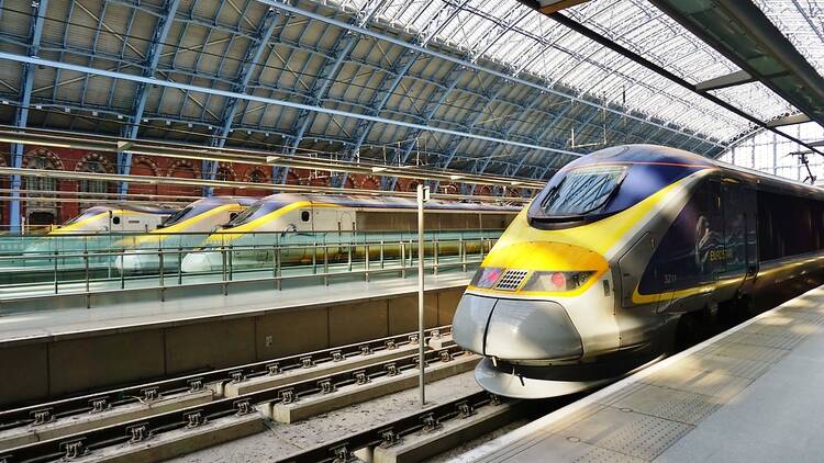 Eurostar trains at St Pancras International station in London