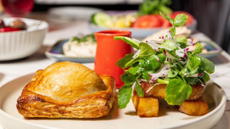 Beef wellington with potatoes and herbs