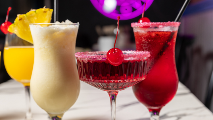 Four fruity cocktails