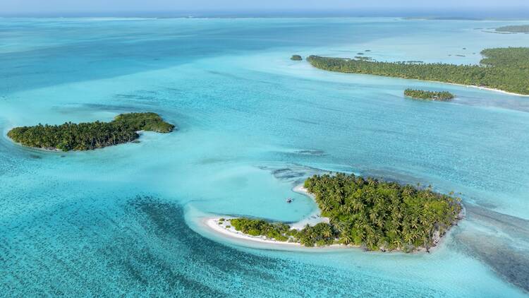 Aerial view of island atoll