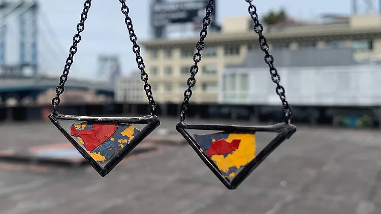 Subway Paint Chip Lantern Earrings