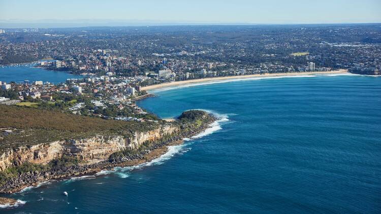 Aerial views of Manly, the Northern Beaches and the surrounding coastal landscapes