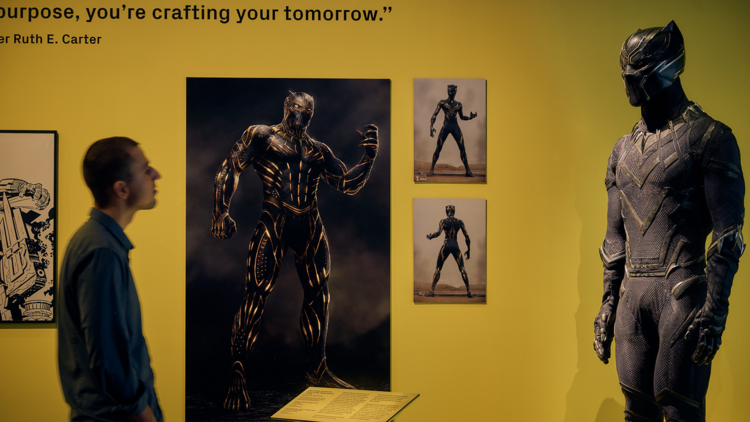 Costume from Black Panther Wakanda Forever on display at ACMI