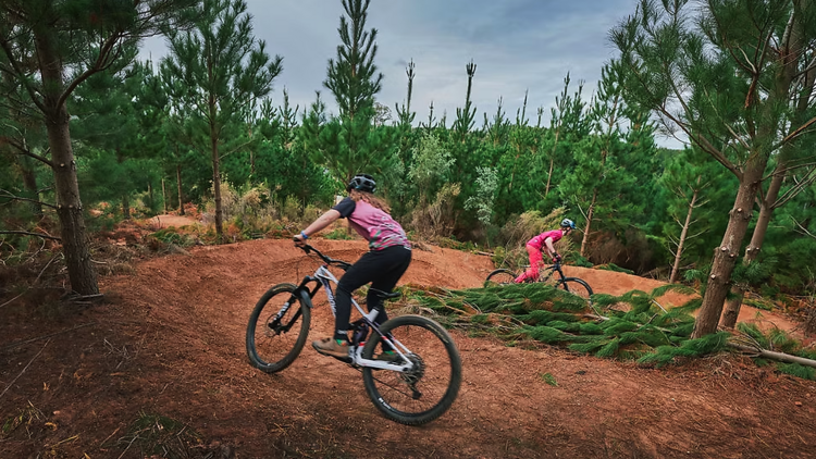 Bike riders on a track