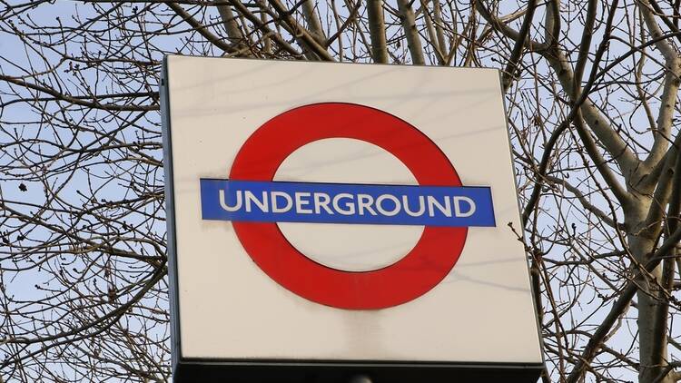 London Underground sign in the wintertime