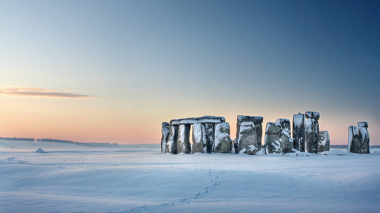 Image of snow at Stonehenge