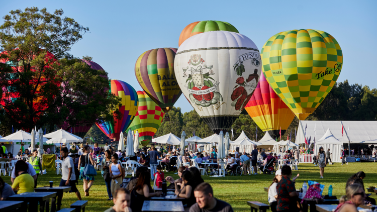 Hot air balloons at a festival