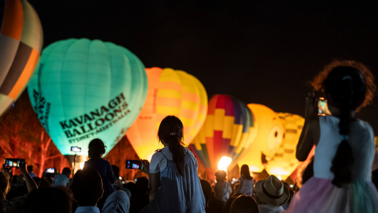 Hot air balloons at a festival