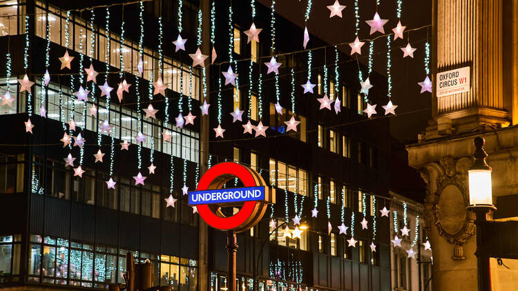 Tube sign at Christmas 