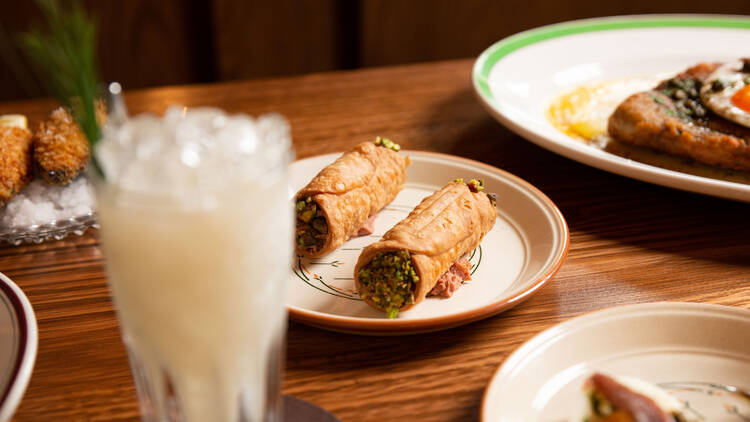 Chicken liver parfait cannoli.