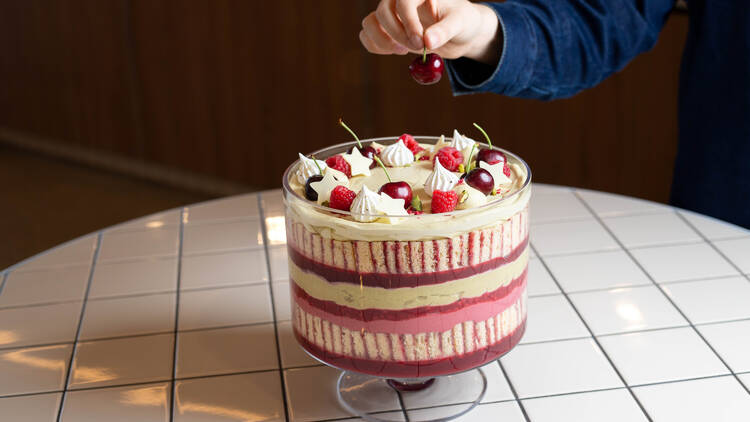 Penny for Pound's cherry and pistachio Christmas trifle