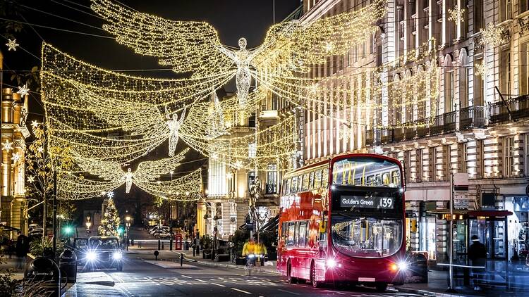 London with Christmas lights on Regent Street