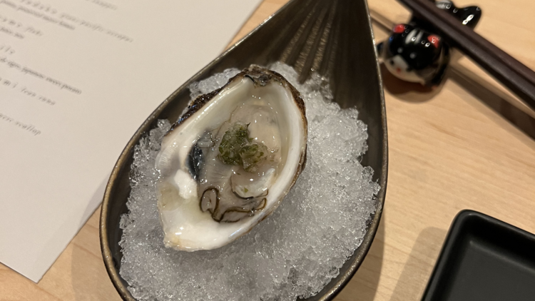 Ginger mint mignonette oyster at Craft Omakase