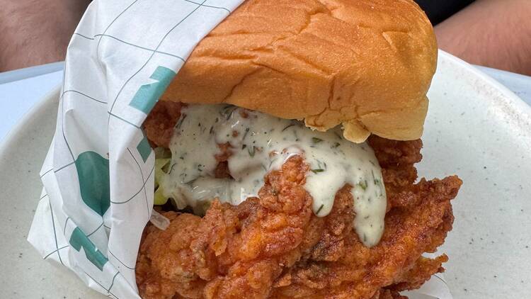 Chicky Boi's fried chicken burger