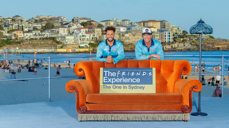 Bondi lifeguards with Friends couch