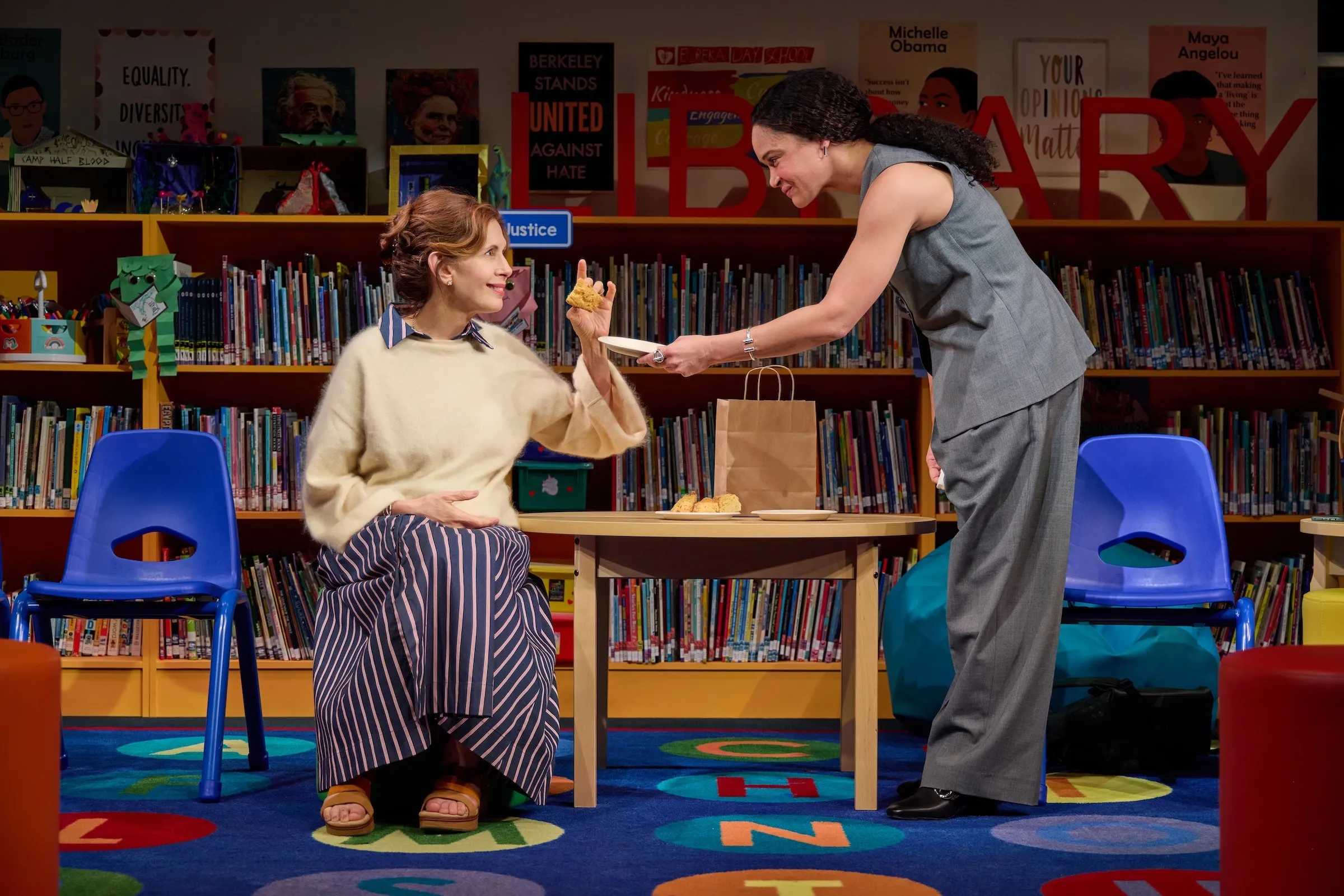 Jessica Hecht and Amber Gray in Manhattan Theatre Club’s Broadway premiere of Eureka Day