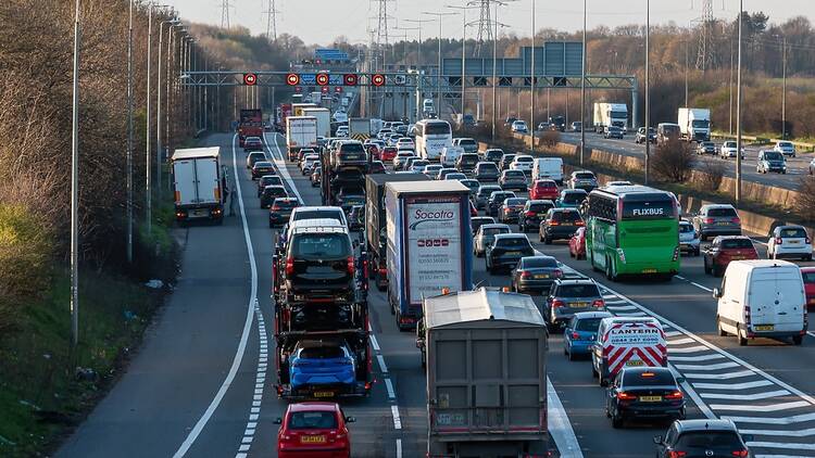 Traffic on the M1 motorway near Watford