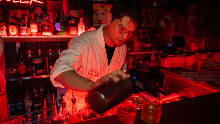 A bartender at Little Cooler