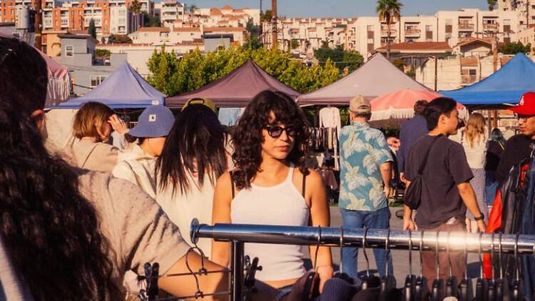 Shoppers at Vintage Land’s Los Feliz Flea.