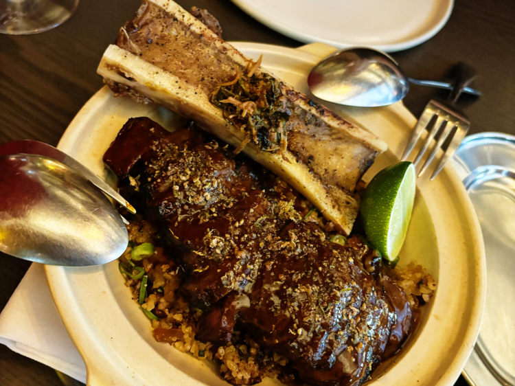 Askal's Wagyu beef oyster blade with pares 'claypot rice' and bone marrow