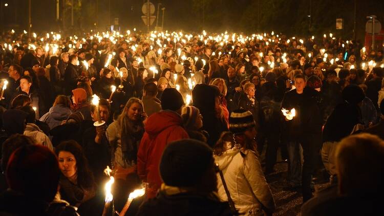 Torchlight vigil in Edinburgh, Scotland