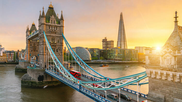 London at sunset with Tower Bridge and the Shard