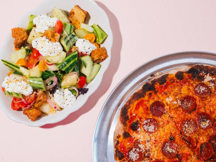 Pizza and salad at Companion