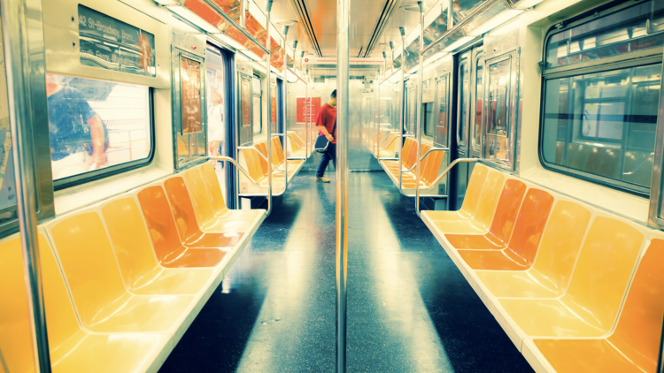 Orange and yellow subway seats