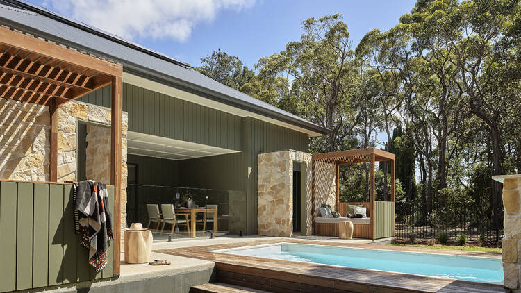 Pool with sun lounges