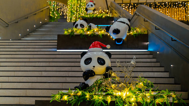 Panda Christmas light-up at Downtown East Singapore