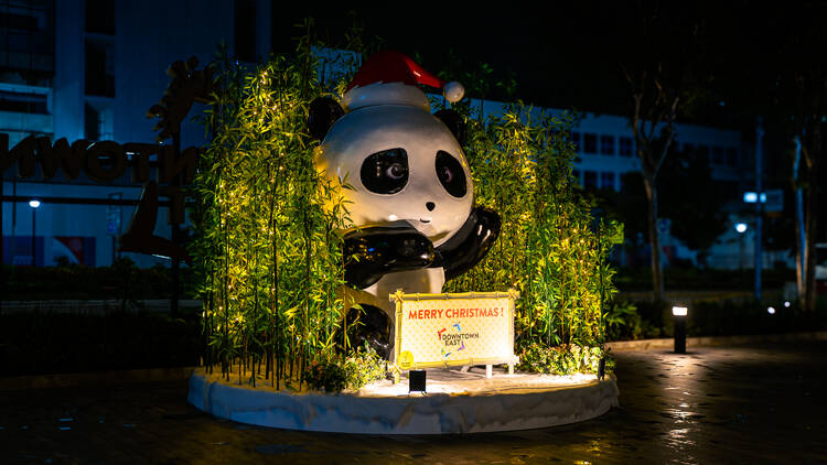 Panda Christmas light-up at Downtown East Singapore