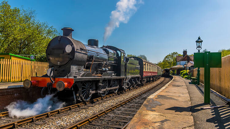 Steam train in Sussex, England