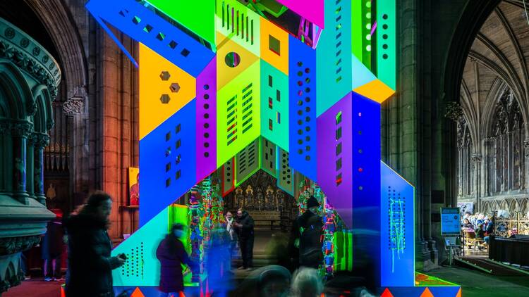 Love and Unity light installation at Doncaster Minster