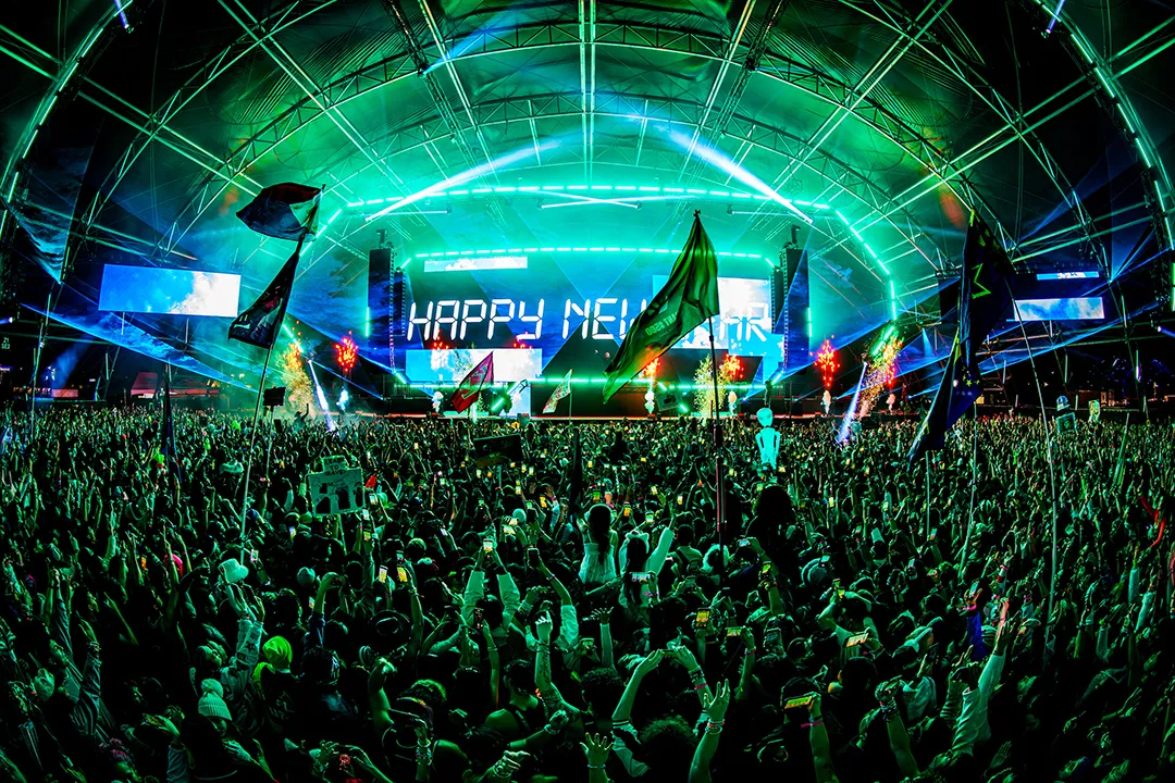 A crowd at Countdown on New Year’s Eve.