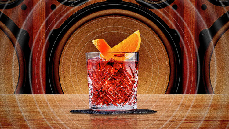 A negroni next to sound system