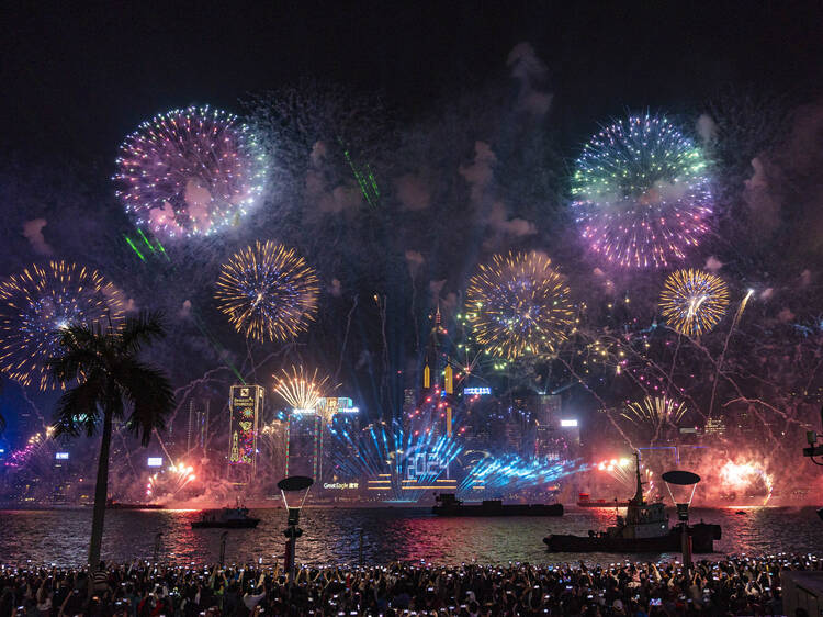 Hong Kong New Year Countdown Fireworks 2024