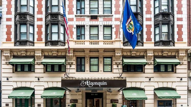 Façade of the Algonquin Hotel, American historic hotel built in 1902.